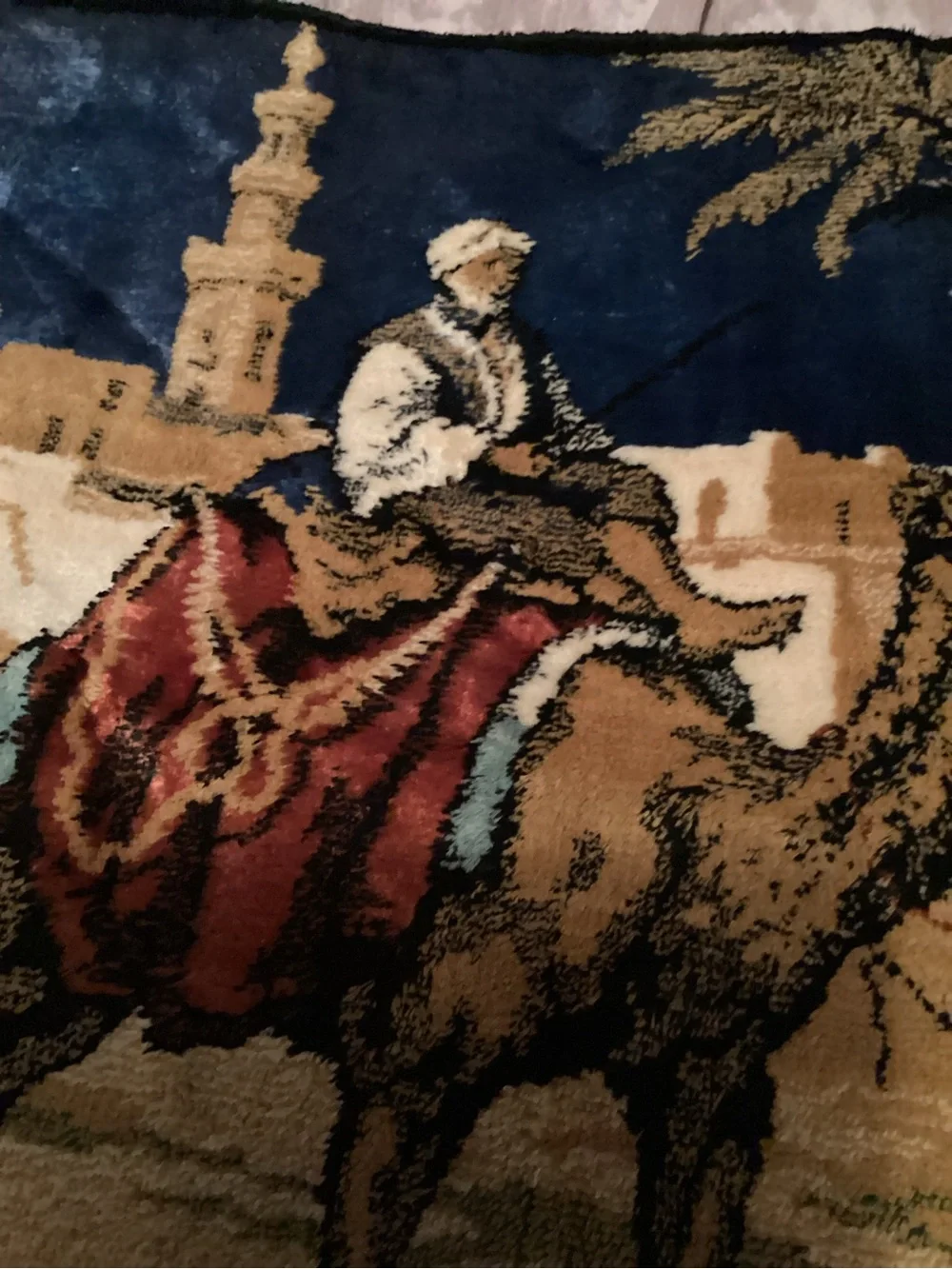 vintage Middle Eastern or North African camel caravan tapestry 44” x 20”